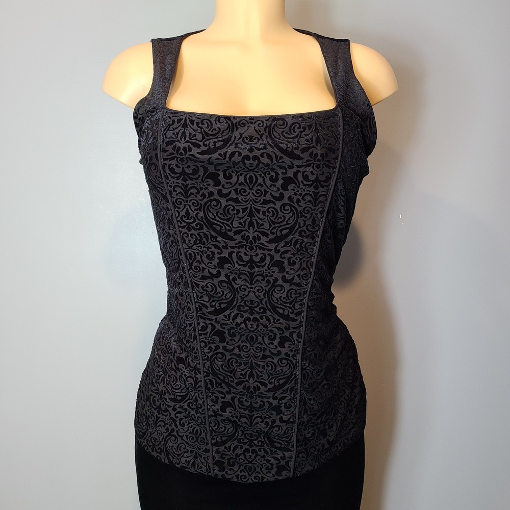 Y2K Velvet Burnout Tank Top Whimsigoth Witchy Fairy Ren Faire Regency WHBM SZ L